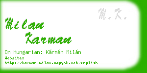 milan karman business card